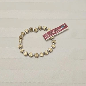 NEW Trrtlz Christmas Tree Bracelet Stretchy Gold and Silver Tone Beaded Holiday - Picture 1 of 11