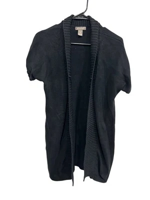 Kenar 黑色开襟中号短袖开衫毛衣极简主义领 — 第 1/4 张图片