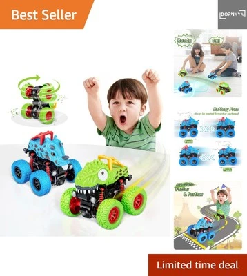 Monstertruck Dinosaurier Spielzeug 2 Stück Robust Batteriefrei Kinder ab 3 Jahr - Bild 1 von 4