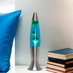 Fröhliche Lavalampe Blau Grün 40cm inkl. Leuchtmittel Retro Lampe ANGELINA - Bild 1 von 8