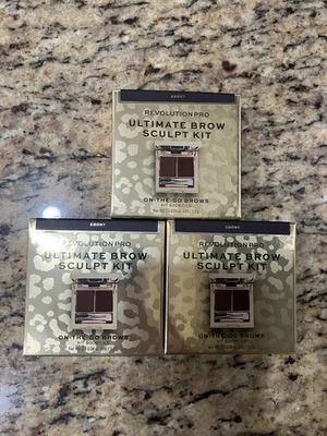 Lot Of 3 Revolution Pro Ultimate Brow Sculpt Kit On-The-Go Brow Kit Ebony Brown - Image 1 of 4