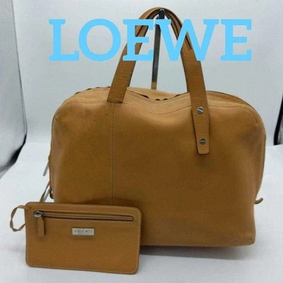 LOEWE Handbag Medium w/Pouch Logo Leather Brown Women's USED FROM JAPAN - Image 1 of 4