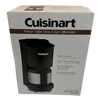 Cuisinart DCC-450BK 4-Cup Coffee Maker Space Saver Black Stainless NIB - Image 1 of 4