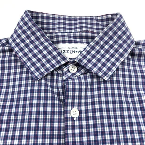 Mizzen+Main Trim Fit Medium Polyester Spandex Check Plaid Dress Shirt Blue - Picture 1 of 7