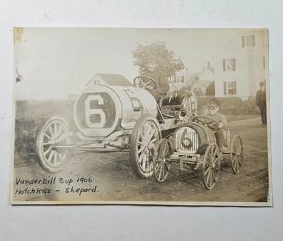 Foto original rara de 1906 Vanderbilt Cup Race Hotchkiss y coche a pedales para niños a juego Foto 1 de 4