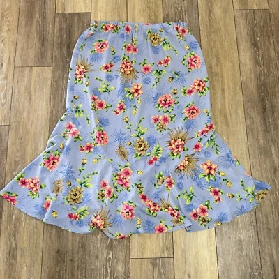 Falda Vintage SAG Harbor 14 Midi Acampanada Azul Rosa Floral Casa Playa Abuela Foto 1 de 4