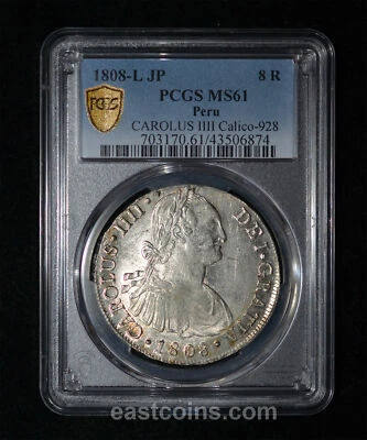 PCGS MS61  1808 LM-JP Peru  Charles IV 8 Reales, Lima mint, KM97. - Image 1 of 4