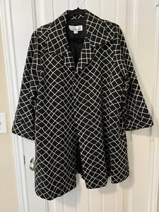 Caroline Rose Sz Large Open Coat Black and Gold Geo Print NWT - Picture 1 of 12