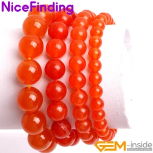 Pulseras elásticas redondas con cuentas de piedras preciosas de jade naranja 7"" hechas a mano regalo - Imagen 1 de 24