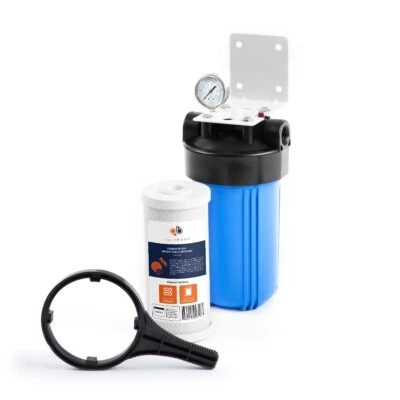 Big Blue 10" Whole House Water Filter System (1"Port)+ Bracket+10" Carbon Block - Image 1 of 4