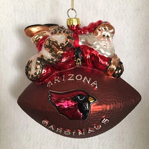 Santa Glass Ornament Arizona Cardinals NFL Football Christmas Tree Peggy Abrams - Picture 1 of 12
