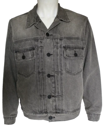 Chaqueta de Camionero Pacsun Gris Denim Forrada con Edredón Denim Ligeramente Envejecida Grande Foto 1 de 4