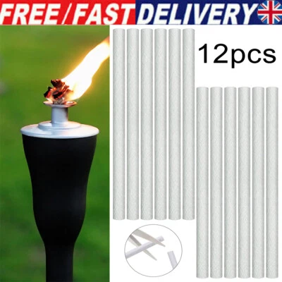 12Pcs 25cm Fiberglass Replacement Wicks For Tiki Torch Outdoor Patio Lantern UK - Image 1 of 4