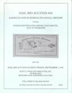 Scott J. Winslow Stock Certificates, Bonds, Documents, Autographs Auction #10 - Imagen 1 de 2
