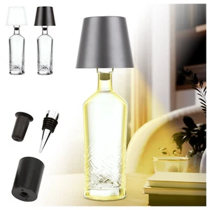 LED Flaschenlampe dimmbar mit 3 Lichtfarben TOUCH & IP44 für Innen & Außen grau - Picture 1 of 9