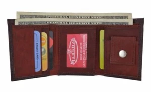 Kids Leather Ostrich imprint Trifold Mini Boys Wallet 3" x 2.5" Christmas Gift - Picture 1 of 12
