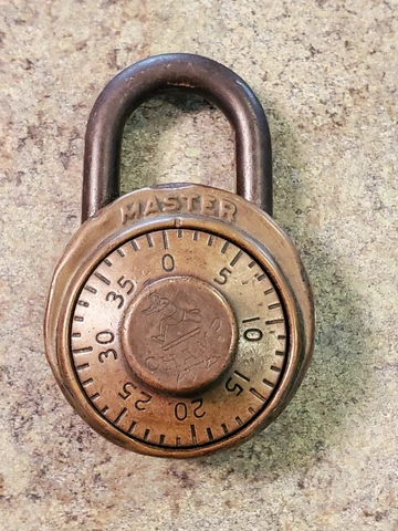 Vintage Brass Padlock Combination Lock CHAMP Master Lock Co Milwaukee USA Works Cover