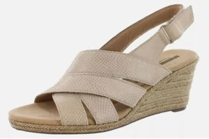 Collection by Clarks Lafley Krissy hellbraune Krokodil-Espadrille Keilabsatz-Sandalen Größe 8M - Bild 1 von 6