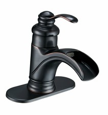 Waterfall Bathroom Sink Faucet Oil Rubbed Bronze Deck Mount W/ 6'' Cover Plate