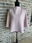 W5 Women's 3/4 sleeve polka dot mock neck blouse size small pink color