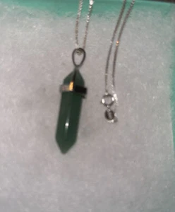 Natural Jade drop 16” Sterling Silver necklace - Picture 1 of 6