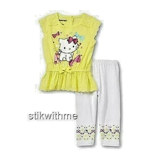 Hello Kitty “Charmmy Kitty”  2-Piece SET: Eyelet Trim TOP & LEGGINGS  [4 T]  NEW - Image 1 of 1