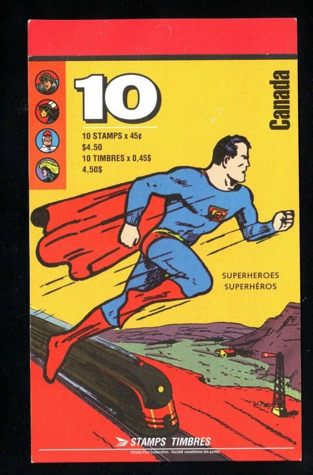 CANADA BOOKLET BK185b, COMIC BOOK SUPERHEROS, OPEN TYPE, PANE OF 10 - Image 1 of 1