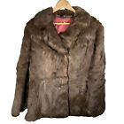 Manteau femme de luxe en fourrure véritable marron doublé taille 14
