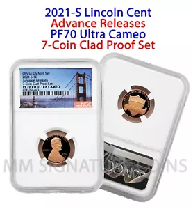 2021 S NGC PF70 Ultra Cameo Advance Releases Lincoln Cent from 7-Coin Clad Set - Picture 1 of 1