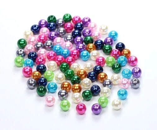 50 Stk. Wachsperlen 8mm rund bunt glänzend Acryl Perlen Schmuck Deko Hochzeit - Bild 1 von 1