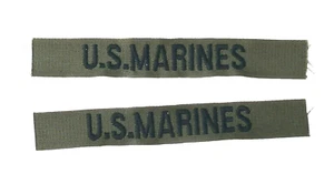Lot Of 2 Vintage Original US Marines USMC Sew On Cloth Tab Patches NOS - Picture 1 of 6