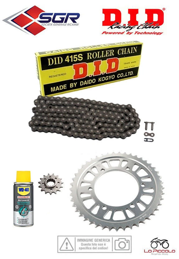 101505 KIT TRASMISSIONE DID CATENA CORONA PIGNONE APRILIA 50 AF1 FUTURA 1991 - Immagine 1 di 1