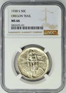 1938 S OREGON TRAIL HALF DOLLAR 50C NGC MS 66 - Picture 1 of 2