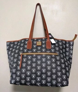 Dooney & Bourke NFL Raiders Las Vagas Los Angeles Large Tote Bag Rare Black New - Picture 1 of 11