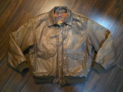 Adventure Bound Wilsons Bomber Jacket Mens Large Tall Brown Leather Thinsulate - Image 1 of 4