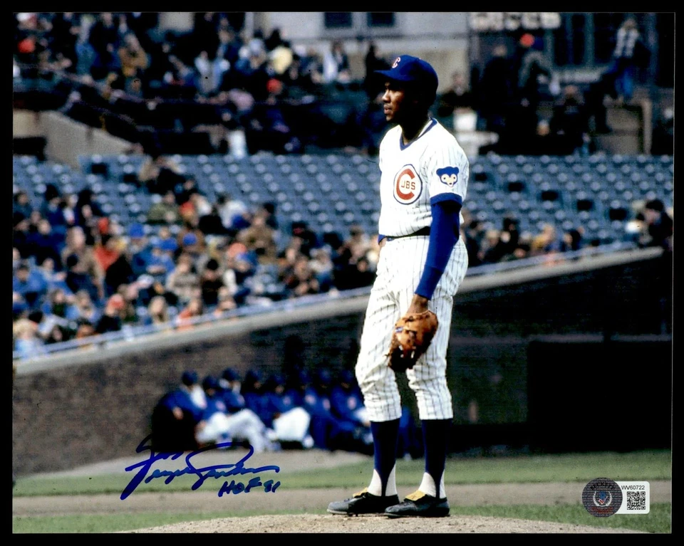 FERGIE JENKINS SIGNED 8X10 PHOTO - CHICAGO CUBS INSCRIBED "HOF 91" BAS COA - Image 1 of 1