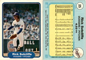 Rick Sutcliffe 1982 Fleer Baseball Card 25  Los Angeles Dodgers