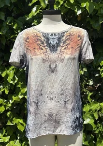 Vntg All Saints Withers Silk Graphic Print Y2K Shirt Women/ Sm~M - Picture 1 of 8