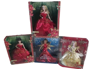 4 Stück Holiday Barbies, 2022 - Blonde, Asian Black Hair; 2020, 2017 - NRFB NEU - Bild 1 von 7