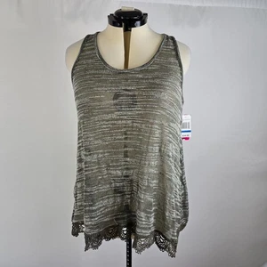 WallFlower Tank Top Women's XL Sleeveless Blouse Round Neck High-Low Green NWT  - Picture 1 of 10