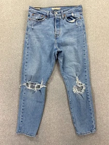 Levis Wedgie Jeans Damen 29 Blau Denim Straight Fit Light Wash Big E Distressed - Bild 1 von 13