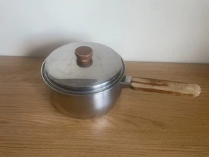 Prestige Stainless Steel Lifetime Copper Bottom Saucepan with Lid Wooden Handle - Picture 1 of 9