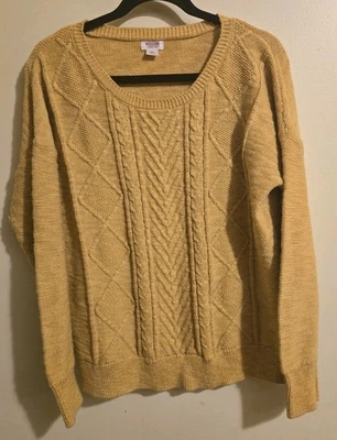 Suéter tejido con cable amarillo jaspeado manga larga talla XXL Mossimo Foto 1 de 3
