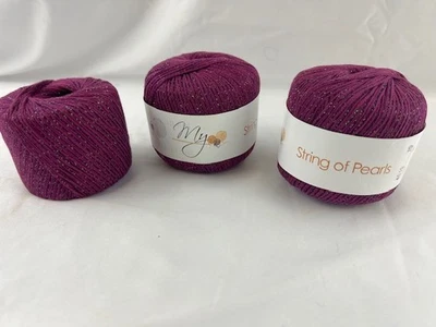 Muench пряжа моя нить жемчуга 4019 лот 19 металлический мерцающий пряжи мяч фиолетовый - Изображение 1 из 3