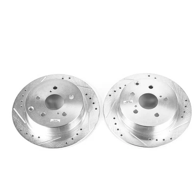 Par de rotores ranurados perforados PowerStop Evolution traseros para Toyota Prius V Foto 1 de 3
