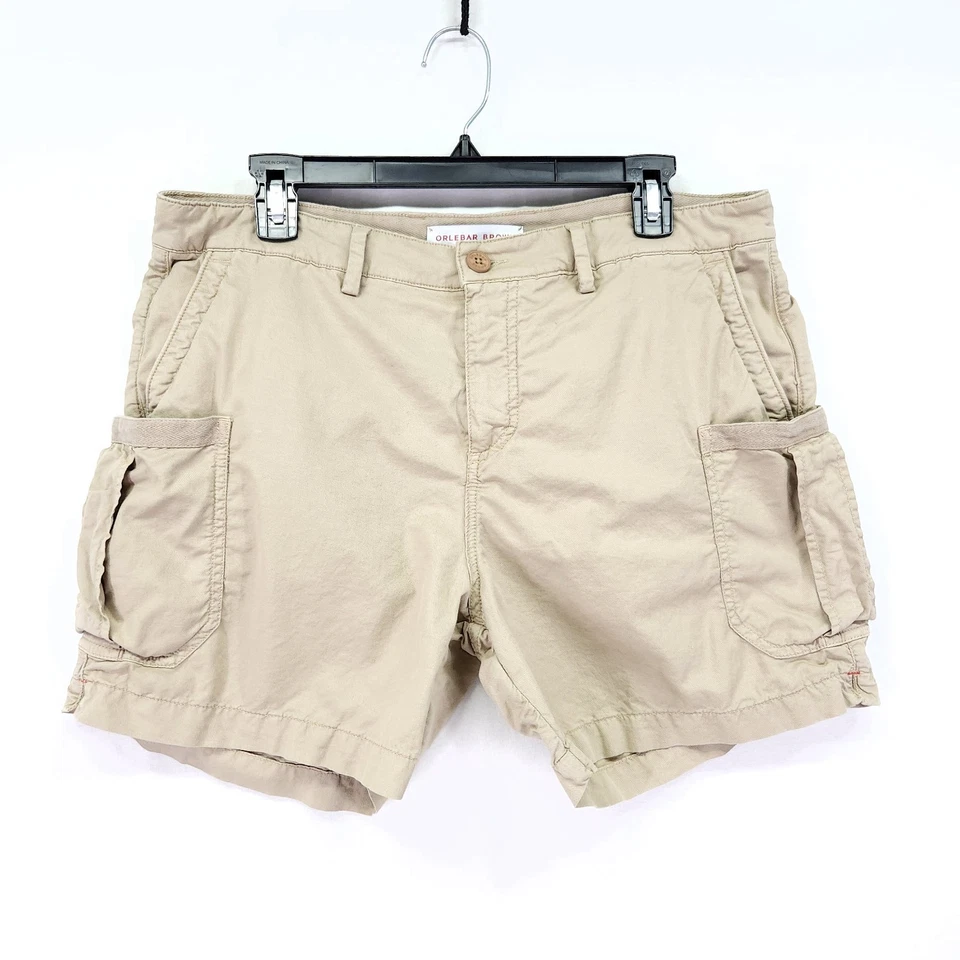 Мужские коричневые шорты-карго Orlebar размер 36 льняная смесь хаки бульдог приталенные 5 дюймов - Изображение 1 из 4