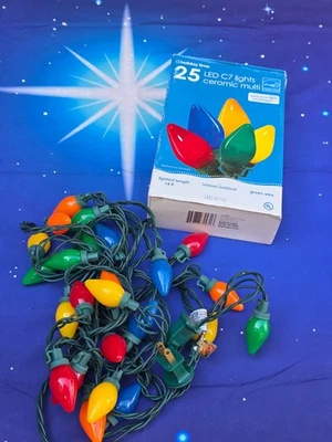 Holiday Time 25 Multicolor Super Brillante Cerámica C7 LED LUCES NAVIDAD Foto 1 de 4