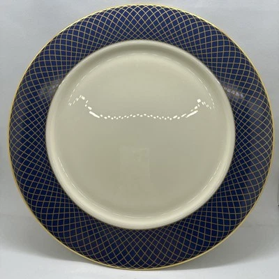 Antigo carregador padrão Lenox Georgetown ou prato de jantar azul com acabamento dourado 11,5"D - Imagem 1 de 4