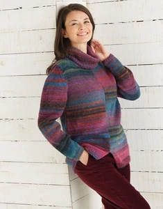 10030 Ladies Aran Two-Tone Sweater Knitting Pattern knit paper hard copy genuine - Picture 1 of 1