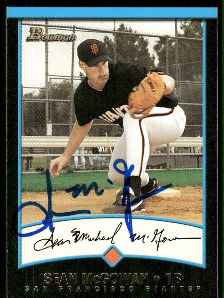 2001 Bowman SEAN MCGOWAN Signed Card autograph auto GIANTS BOSTON COLLEGE - Image 1 of 1